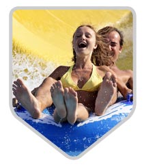 Couple on waterslide