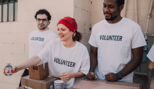 Volunteers helping in community